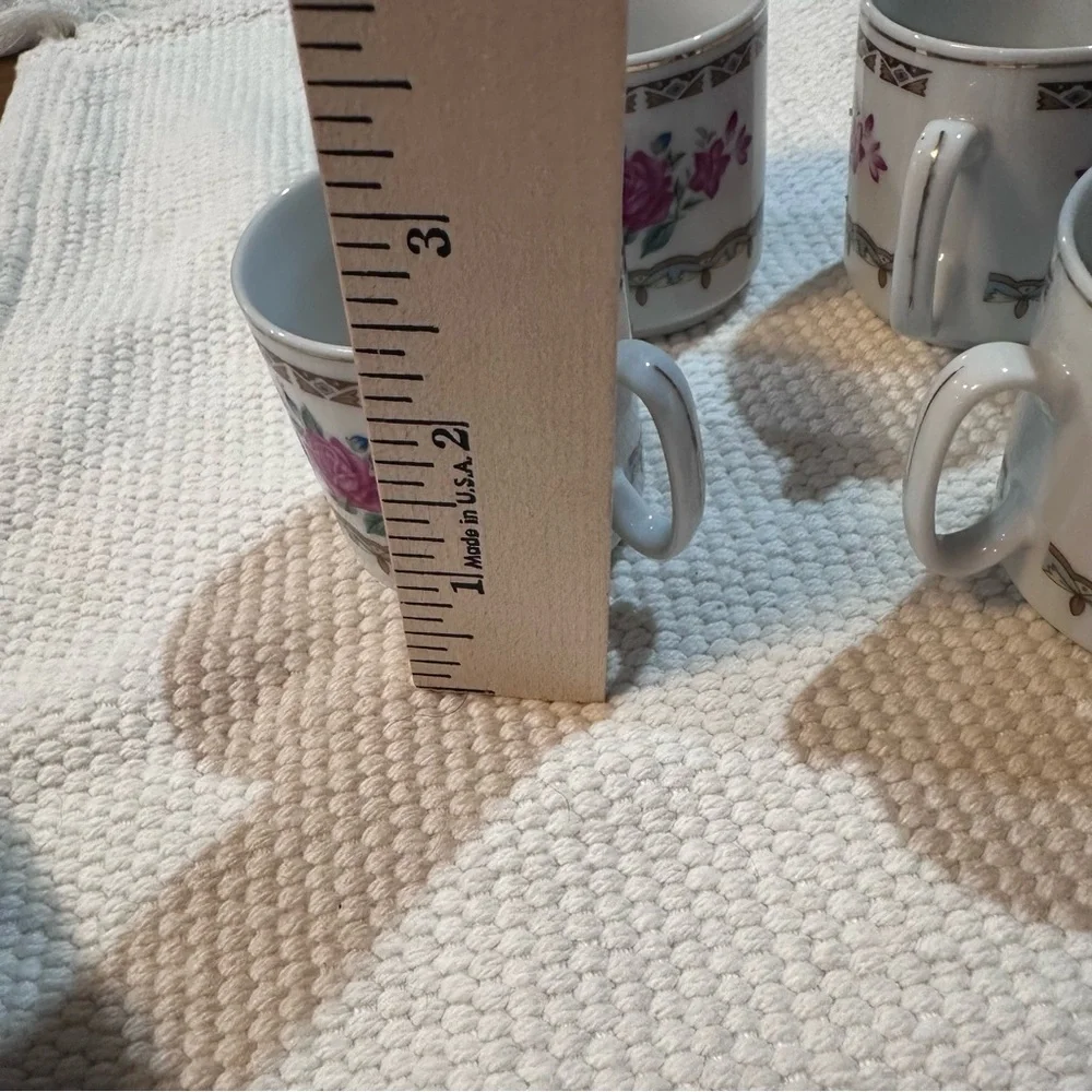 Vintage Floral Porcelain Tea‎ or Demitasse Cups – Set of 4 – Made in China